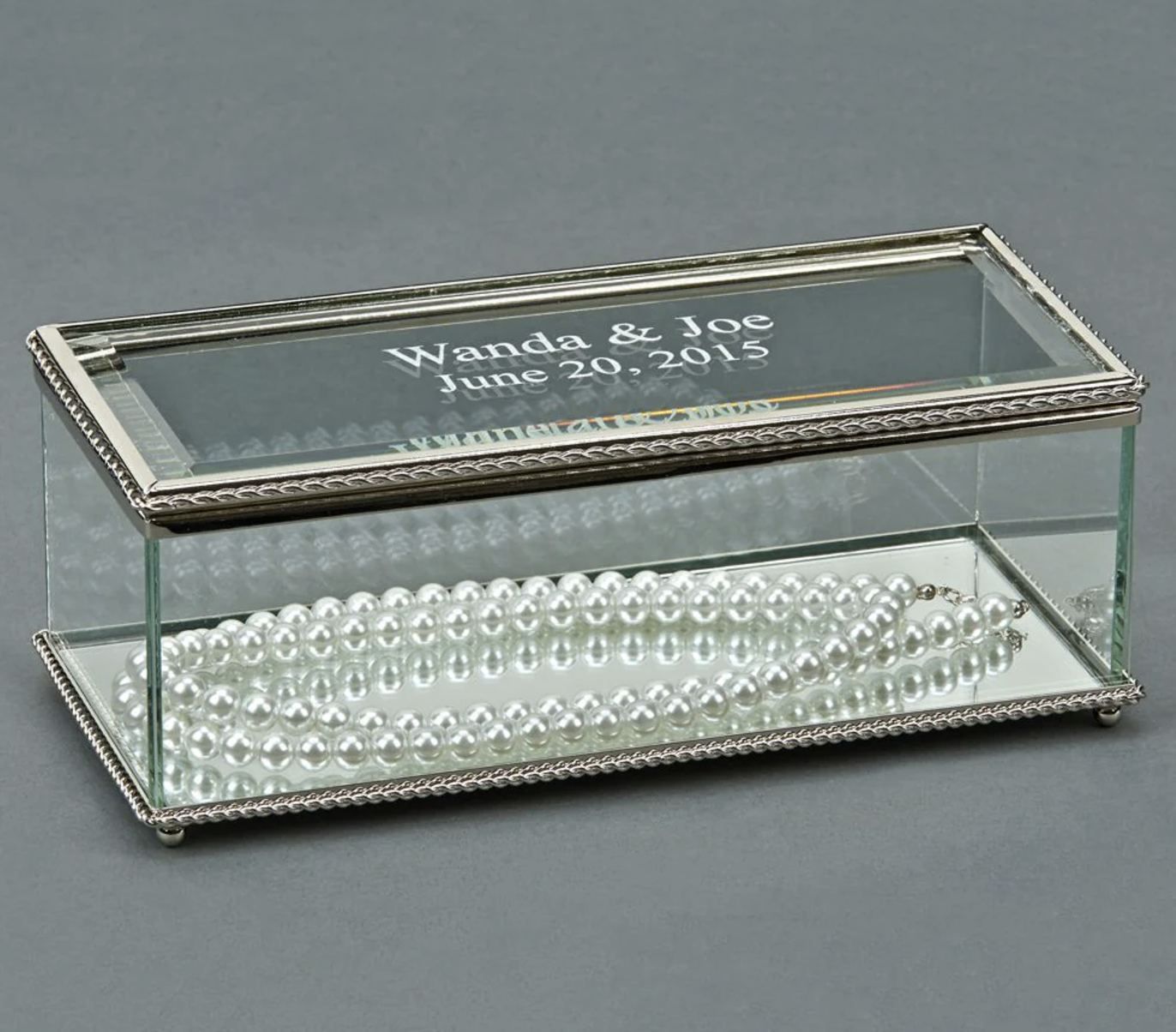 Rectangular Glass Box With Hinged Cover